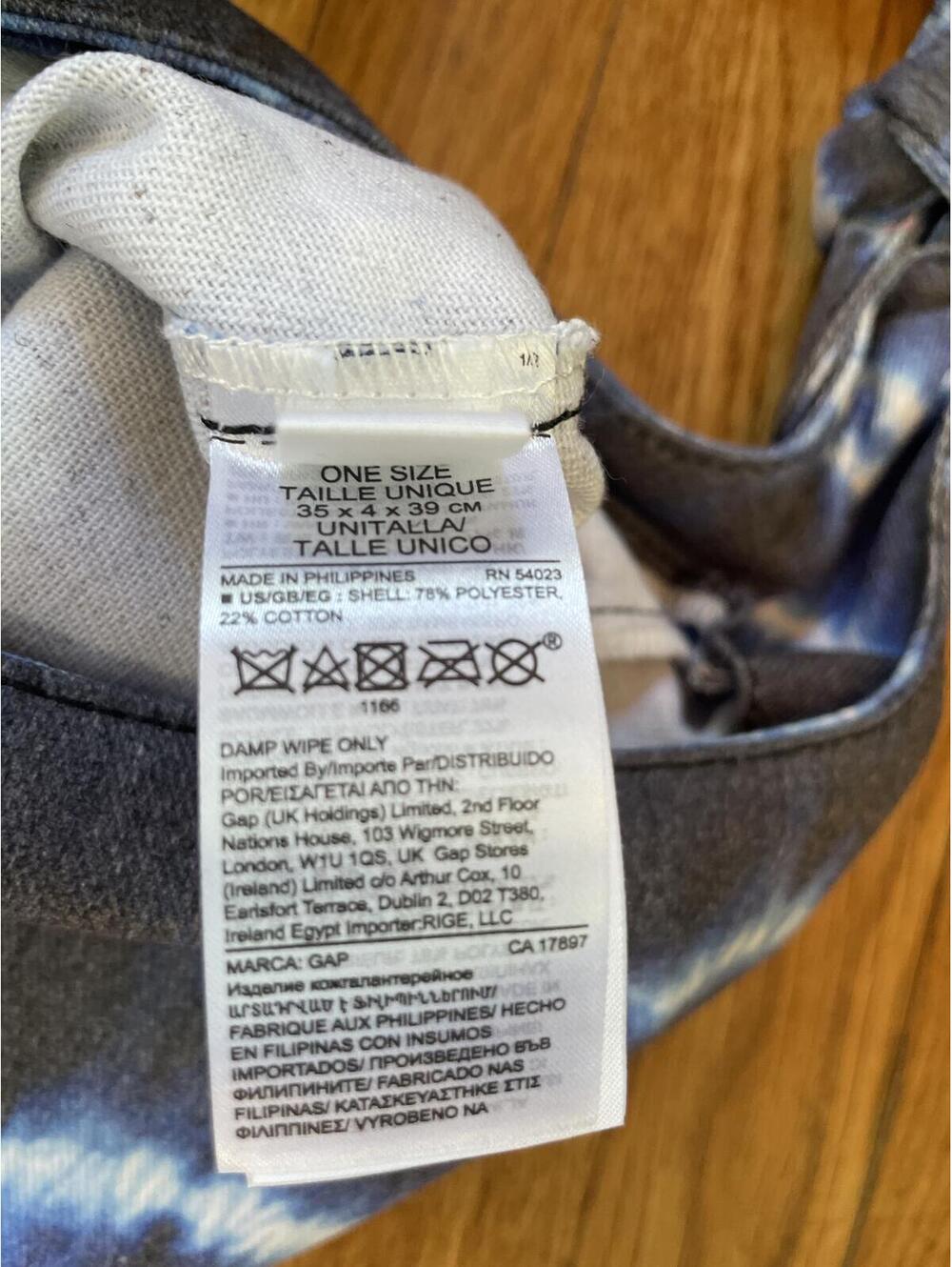 Gap Blue Tie Dye Canvas Tote Bag New With Tags Medium Bow Casual Boho - Picture 6 of 7